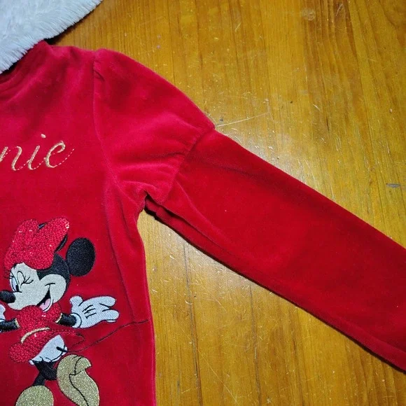 Disney Minnie Mouse Red Velvet‎ Ruffle Hooded Jacket 3T Christmas Holiday - Picture 3 of 13